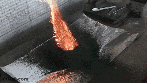 A Fire Is Coming Out Of A Piece Of Tin Foil GIF
