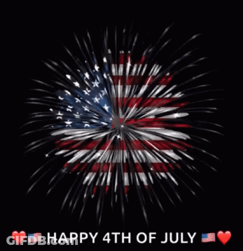 A Firework Display With The Words Happy 4Th Of July Below It GIF