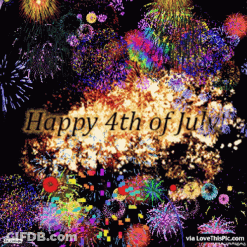 A Fireworks Display That Says Happy 4Th Of July On It GIF