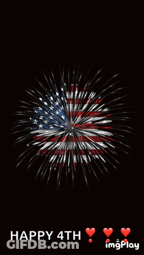 A Fireworks Display That Says Happy 4Th With Hearts GIF