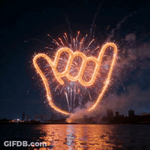 Fireworks Display With Sparkler Hand GIF
