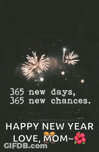 A Fireworks Display With A Message That Says Happy New Year Love Mom GIF