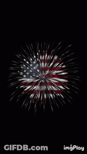 A Fireworks Display With An American Flag Design On It GIF