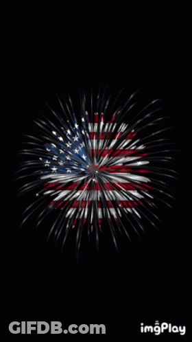 A Fireworks Display With An American Flag Design On It GIF