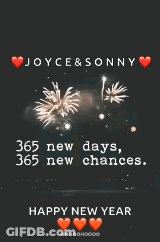 A Fireworks Display With Joyce And Sonny Written On It GIF