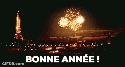 Eiffel Tower Fireworks With Bonne Année GIF
