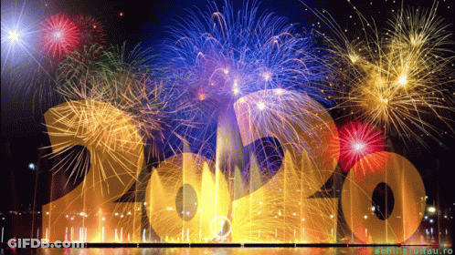 A Fireworks Display With The Number 2020 In Front GIF