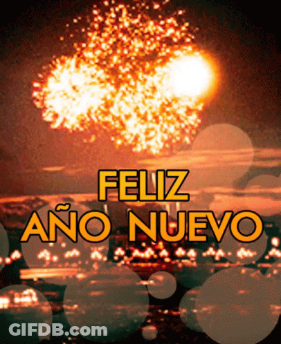 A Fireworks Display With The Words Feliz Ano Nuevo GIF