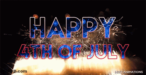 A Fireworks Display With The Words Happy 4Th Of July In The Foreground GIF