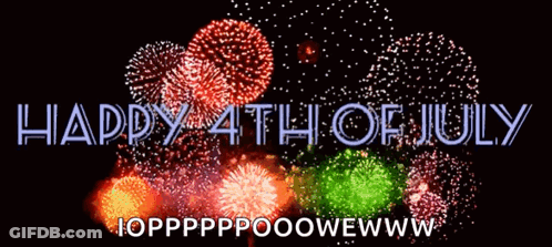 A Fireworks Display With The Words Happy 4Th Of July In The Foreground GIF