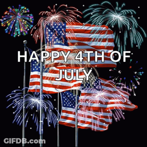 A Fireworks Display With The Words Happy 4Th Of July On The Bottom GIF