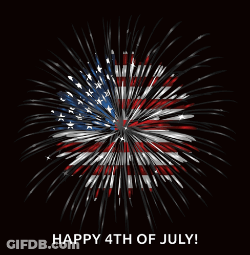A Fireworks Display With The Words Happy 4Th Of July On The Bottom GIF