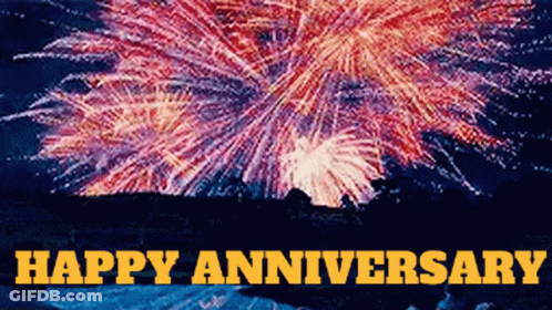 A Fireworks Display With The Words Happy Anniversary GIF