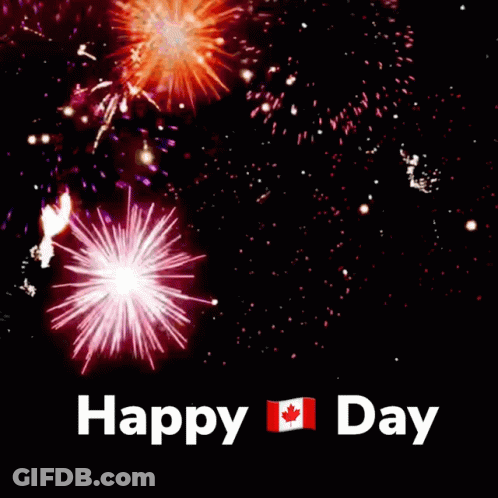 A Fireworks Display With The Words Happy Day Below GIF