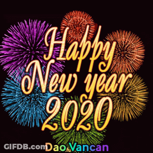 A Fireworks Display With The Words Happy New Year 2020 GIF