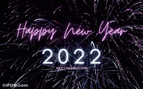A Fireworks Display With The Words Happy New Year 2022 In The Foreground GIF