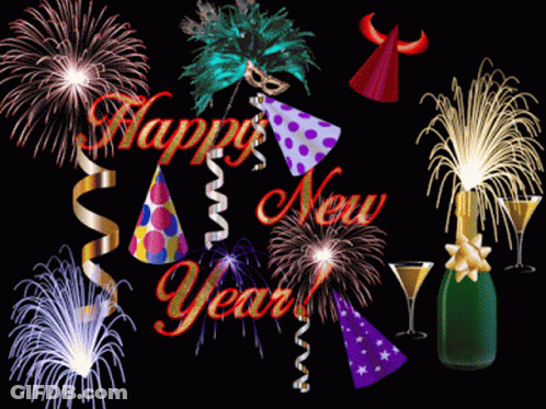 A Fireworks Display With The Words Happy New Year GIF