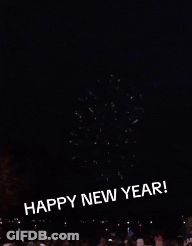 Fireworks Display With Happy New Year Text GIF