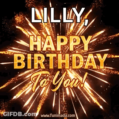 A Fireworks Display With The Words Lilly Happy Birthday To You . GIF