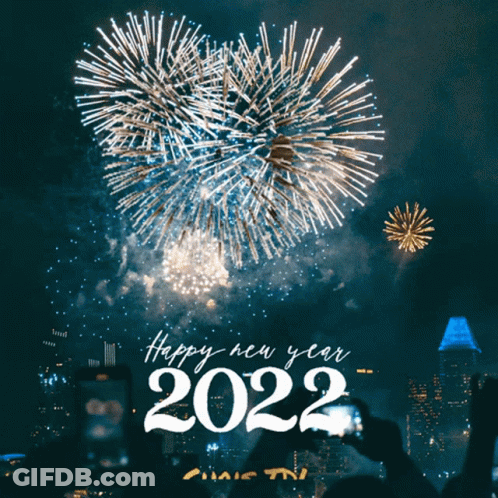 A Fireworks Display With The Year 2022 Written On It GIF