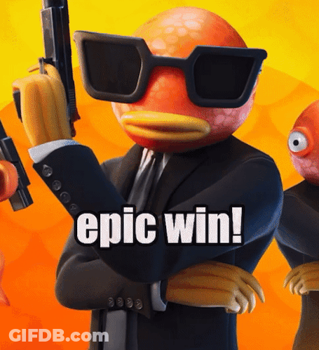 A Fish In A Suit And Tie Holding A Gun With The Words Epic Win Below It GIF