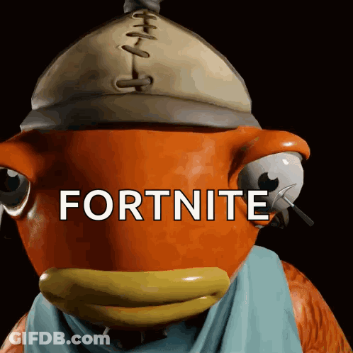 A Fish Wearing A Hat And Scarf Says Fortnite GIF