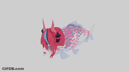A Fish With Pink And Blue Feathers On It 'S Tail GIF