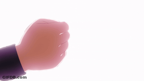 A Fist Bump Between A Man And A Woman Against A White Background GIF