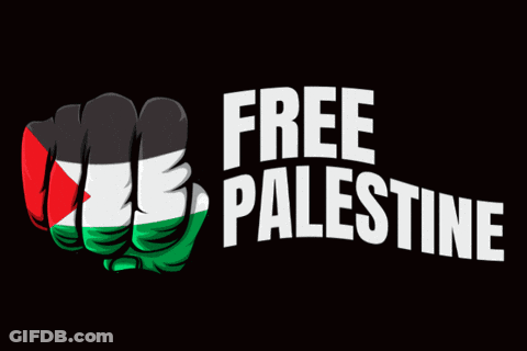 A Fist With The Flag Of Palestine And The Words Free Palestine GIF