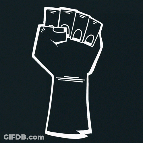 A Fist With The Words " End Police Violence " Written Inside Of It GIF