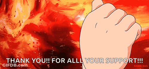 A Fist With The Words Thank You For All Your Support On It GIF