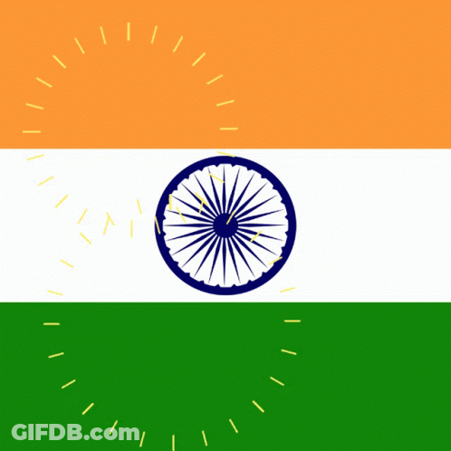 A Flag Of India With A Wheel In The Middle GIF