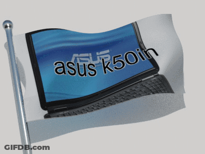 A Flag That Says Asus K50in Is Waving In The Wind GIF