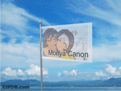 A Flag That Says Monya Canon Is Waving In The Wind GIF