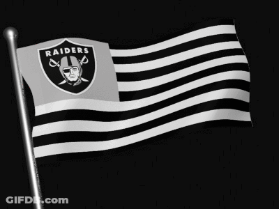 A Flag That Says Raiders On It GIF