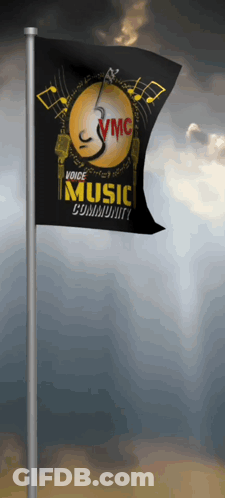 A Flag That Says Voice Music Community Is Flying In The Wind GIF