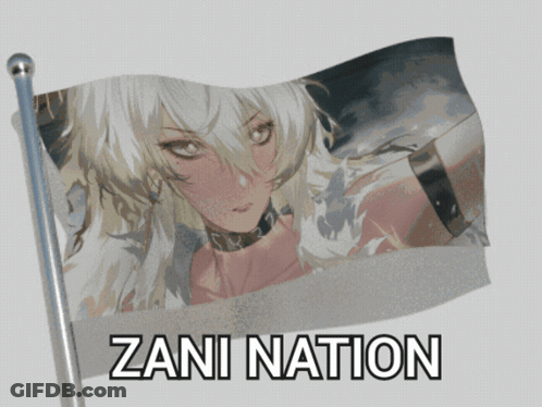 A Flag That Says Zani Nation With A Picture Of A Girl On It GIF