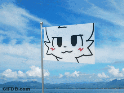 A Flag With A Face Drawn On It GIF