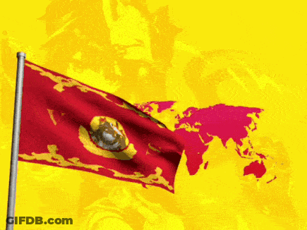 A Flag With A Map Of The World On It GIF