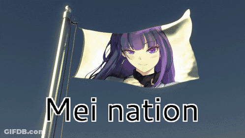 A Flag With A Picture Of A Girl On It And The Words Mei Nation GIF