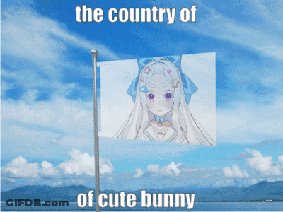 A Flag With A Picture Of A Girl On It And The Words The Country Of Cute Bunny GIF