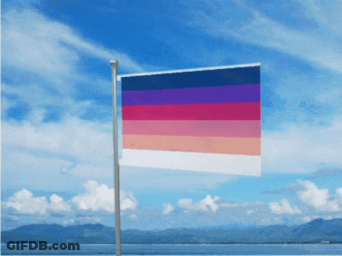 A Flag With A Rainbow Of Colors Is Flying In The Wind GIF