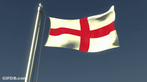 A Flag With A Red And White Cross On It GIF