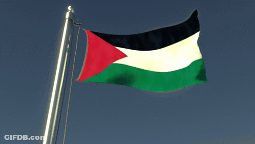A Flag With A Red White And Green Triangle In The Middle GIF