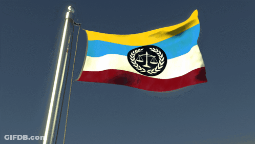 A Flag With A Scale Of Justice In The Middle GIF