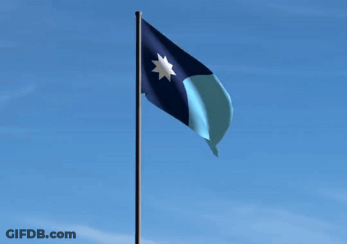 A Flag With A White Star On It Is Flying In The Wind GIF