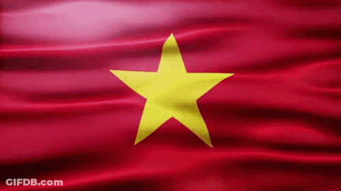 A Flag With A Yellow Star On It Is Waving In The Wind . GIF