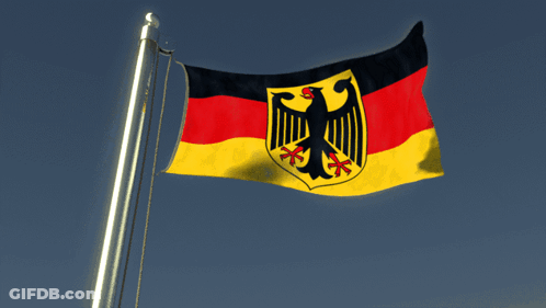 A Flag With An Eagle On It Flies In The Wind GIF