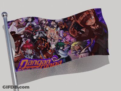 A Flag With Danganronpa Characters On It GIF