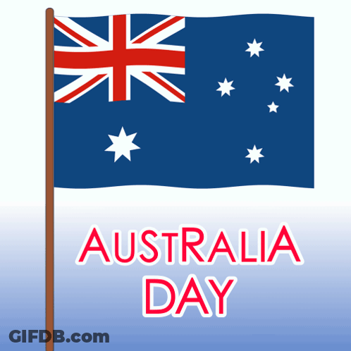 A Flag With The Words Australia Day Written Below It GIF
